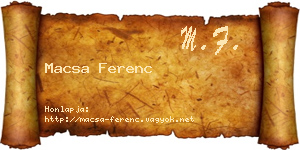 Macsa Ferenc névjegykártya